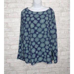 MICHAEL Michael‎ Kors Tunic Top Teal Blue Navy Scoop Neck Open Sleeve Size XL
